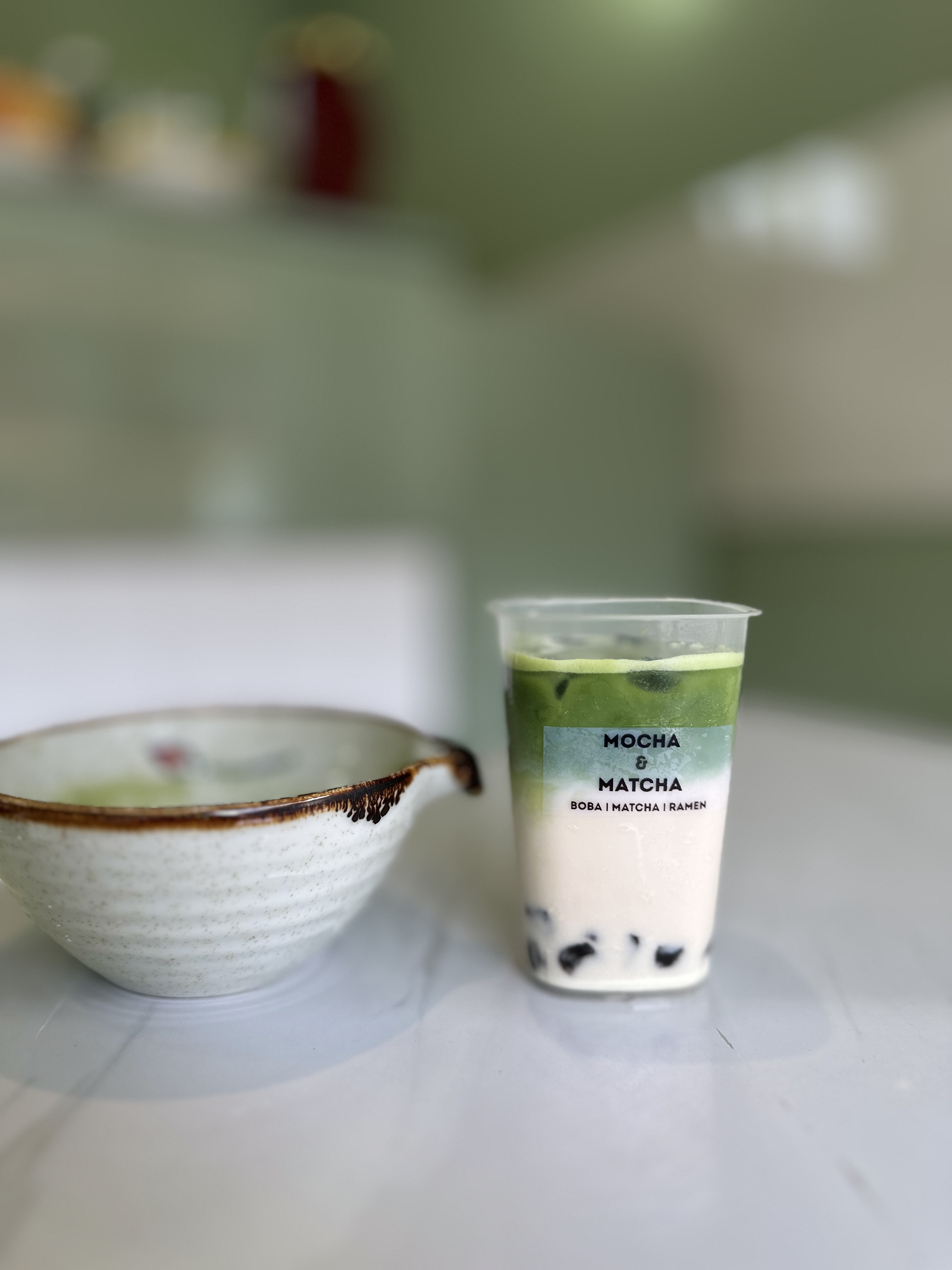 Matcha Boba - Creamy ceremonial-grade matcha tea served with chewy tapioca pearls.